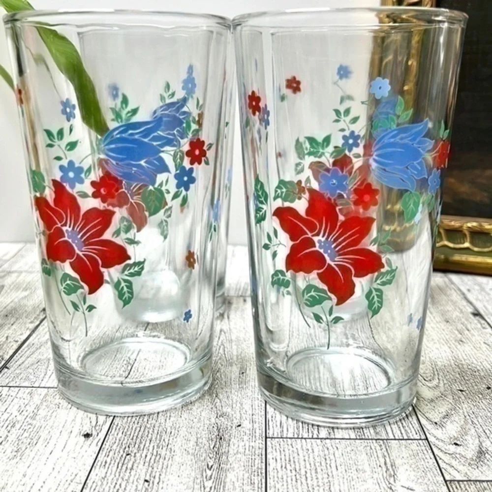 Firna Indonesian Vintage Floral Tumblers (Set of 4)